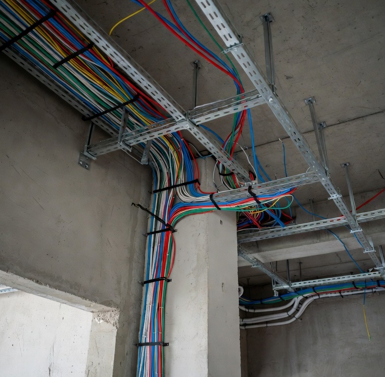 نمای داخلی از یک ساختمان با سیمکشی مناسب