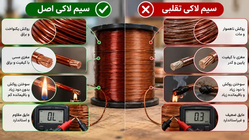 نشانه های تشخیص سیم لاکی اصل از تقلبی